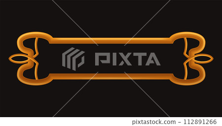 Frame medieval game ui. Metallic title banner or decorative border. Vector assets for web or game design. Empty rectangle frame in medieval style. Interface element 112891266