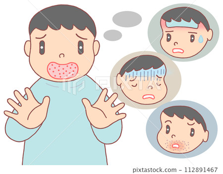 疾病與疾病的插圖-手足口病、病毒感染、病毒性疾病 疾病與疾病的插圖-手足口病、病毒感染、病毒性疾病 112891467