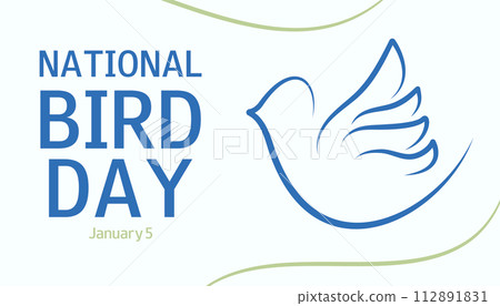 National Bird Day horizontal banner, greeting card, poster, flyer. January 5. Bird silhouette. Ecosystem conservation concept. National Bird Day horizontal banner, greeting card, poster, flyer. January 5. Bird silhouette. Ecosystem conservation concept. 112891831