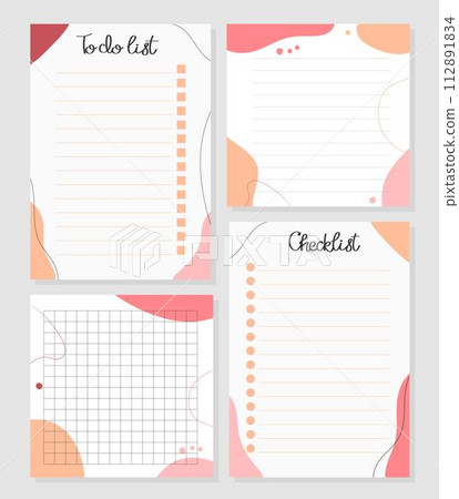 To do list, checklist, notes template in trendy colors of the year. Peach fuzz. Set of paper sheets. Vector illustration for agenda, planners, checklists, notebooks and other stationery. Layout A5 To do list, checklist, notes template in trendy colors of the year. Peach fuzz. Set of paper sheets. Vector illustration for agenda, planners, checklists, notebooks and other stationery. Layout A5 112891834