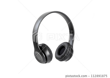 black audio headphones isolated on white background black audio headphones isolated on white background 112891875
