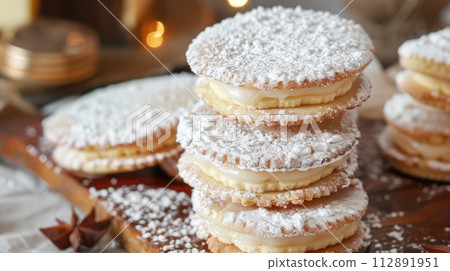AI-generated content. Alfajores traditional argentina sweet cookies  112891951