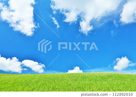 Refreshing summer blue sky and fresh green meadow landscape Refreshing summer blue sky and fresh green meadow landscape 112892010
