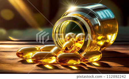 Fish Oil Omega 3 Capsules Vitamin with EPA and DHA - Generative Ai 112892242