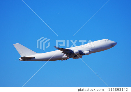 巨型噴射機在藍天起飛 112893142