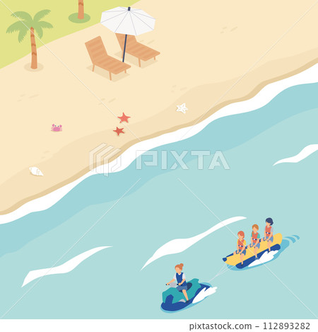 人們在海上享受海上運動的插畫 112893282