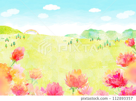 康乃馨盛開的山水彩插圖 112893357