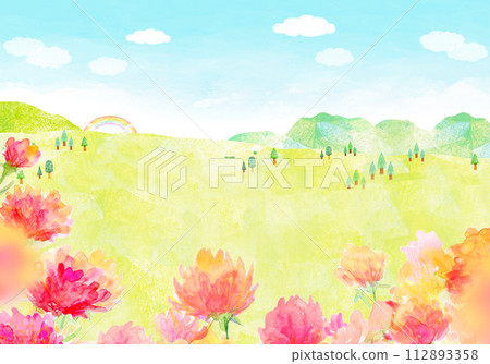 康乃馨盛開的山水彩插圖 康乃馨盛開的山水彩插圖 112893358