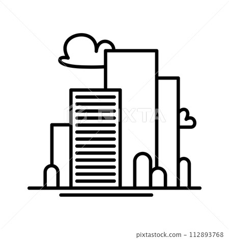 City buildings line icon. Office building, apartment house, business area. Urban life concept. Can be used for topics like town, big city, architecture or logo 112893768