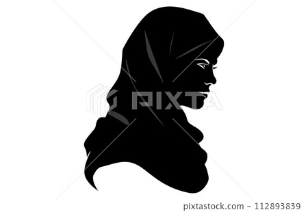 Muslim woman in hijab fashion silhouette, Woman Hijab Silhouette Vector Design 112893839