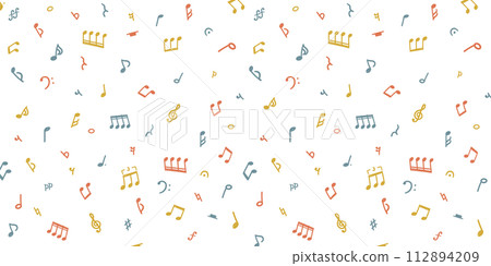 簡單的手繪音符向量插圖集寬 112894209