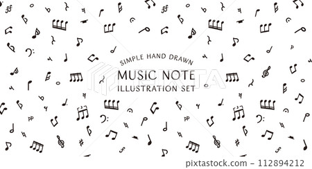 Simple hand-drawn musical notes vector illustration set wide 112894212