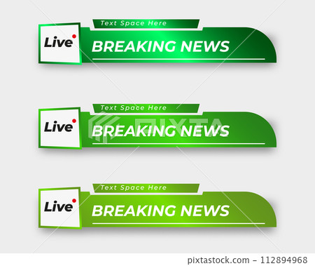 set  tv news bar. bars newspaper. social media bars. Television broadcast media title banner. title bar 112894968