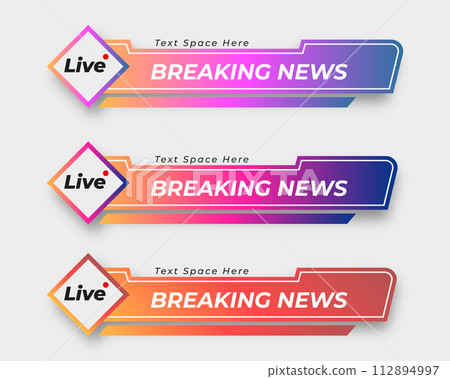 set  tv news bar. bars newspaper. social media bars. Television broadcast media title banner. title bar 112894997