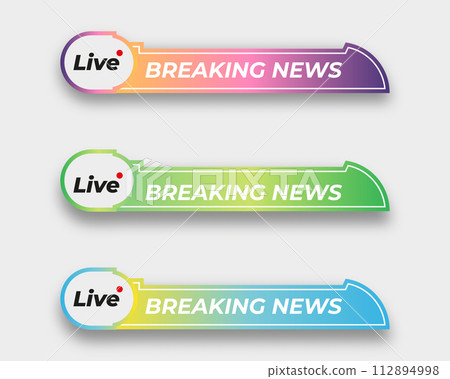 set  tv news bar. bars newspaper. social media bars. Television broadcast media title banner. title bar 112894998