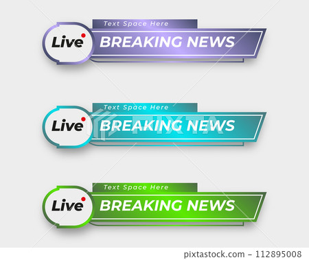 set  tv news bar. bars newspaper. social media bars. Television broadcast media title banner. title bar 112895008