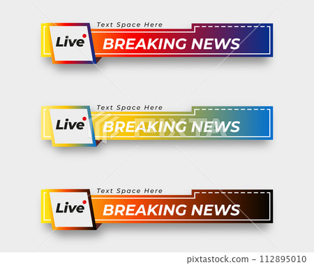 set  tv news bar. bars newspaper. social media bars. Television broadcast media title banner. title bar 112895010