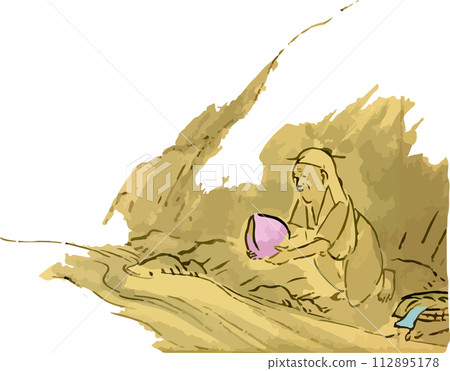 奶奶在河邊摘桃子_桃太郎 112895178