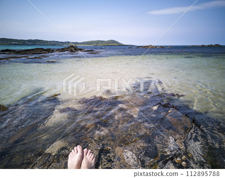 Bare feet at Carrickfad by Portnoo at Narin Strand in County Donegal Ireland 112895788