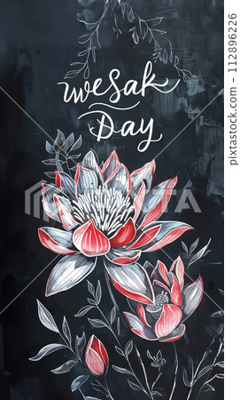 White pink waterlily or lotus flower in pond. 112896226