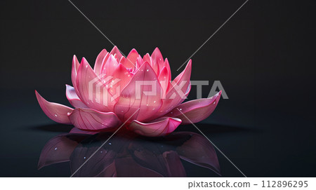 white lotos flower in pond, symbol of wesak day. 3d illustration white lotos flower in pond, symbol of wesak day. 3d illustration 112896295