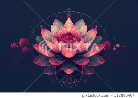 White pink waterlily or lotus flower in pond. White pink waterlily or lotus flower in pond. 112896404