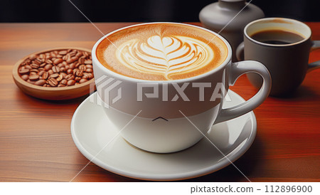 A cup of coffee with latte art A cup of coffee with latte art 112896900