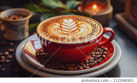 A cup of coffee with latte art A cup of coffee with latte art 112896901
