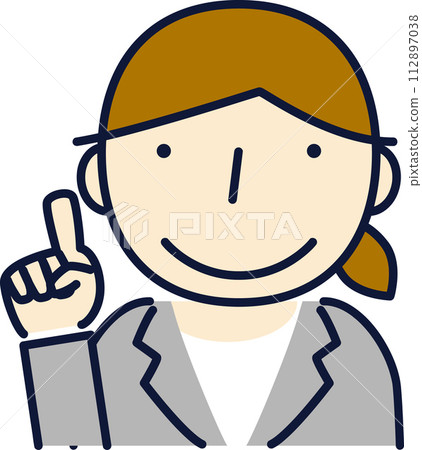 一名穿著西裝的年輕女子指著的插圖 112897038