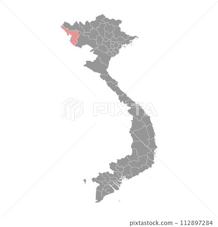 Dien Bien province map, administrative division of Vietnam. Vector illustration. Dien Bien province map, administrative division of Vietnam. Vector illustration. 112897284