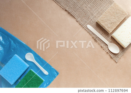 Eco-friendly items. Save the planet from trash. 112897694