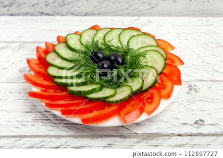Beautiful sliced vegetables for the festive table Beautiful sliced vegetables for the festive table 112897727