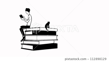 Illustration of a man reading a book 112898129