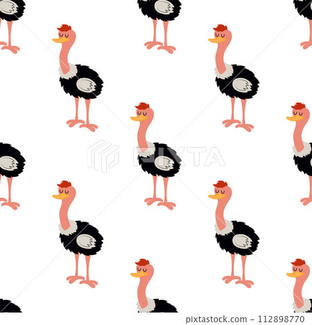 seamless pattern with cartoon ostrich 112898770
