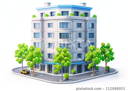 3D illustrations hotel icon on white background. 112898953
