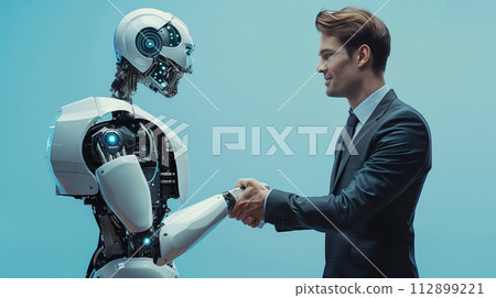 機器人和人類握手 機器人和人類握手 112899221