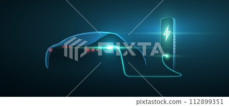 EV. Electric car connect to charging station. Eco power, EV charger 112899351