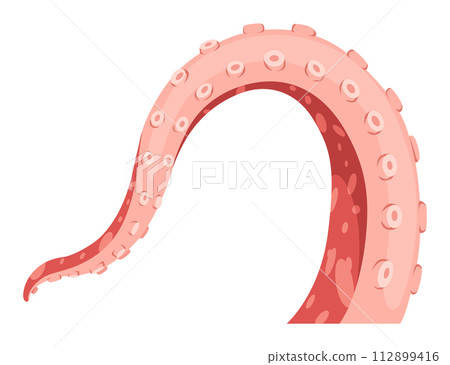 Octopus tentacles or sea squid icon. Spooky marine monster arm on white background. Vector cartoon underwater animal 112899416