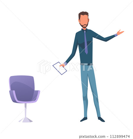 Speaker talking. Discussion, stage, candidate flat vector illustration. Public speech and politics concept for banner, website design or landing web page 112899474