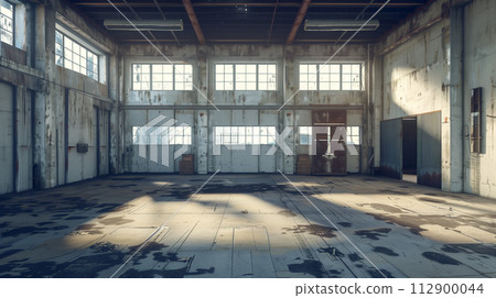Interior view of an empty warehouse - Logistics image 112900044