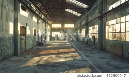 空倉庫的內部視圖 - 物流圖像 112900047