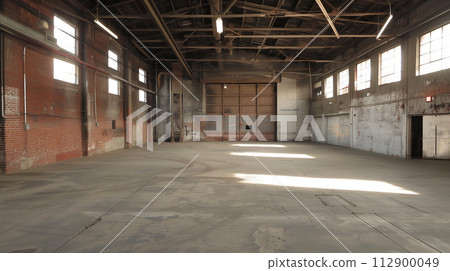 空倉庫的內部視圖 - 物流圖像 112900049