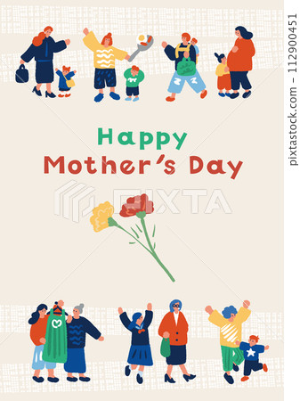 母親節插畫親子與康乃馨插畫 母親節插畫親子與康乃馨插畫 112900451