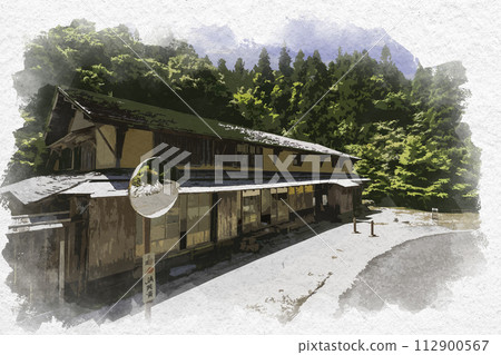 水彩風格的雲南菅谷塔多拉山內舊小屋，島根縣雲南市 112900567