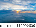 View of the sun and sea of clouds from the summit of Mt. Fuji 112900606