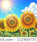 Illustration of a sunflower field generated by AI 112900770