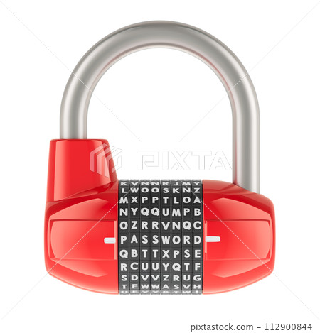 8 Letter Word Lock, combination lock, 3D rendering 8 Letter Word Lock, combination lock, 3D rendering 112900844