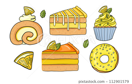 Vector set lemon sweets icons. 112901579