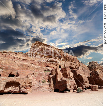 Mountains of Petra, Jordan, Middle East. Petra has been a UNESCO World Heritage Site since 1985 112901991