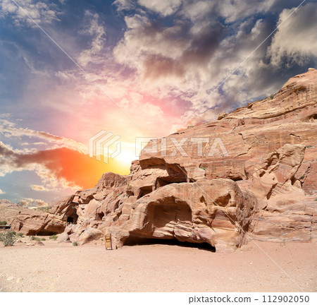 Mountains of Petra, Jordan, Middle East. Petra has been a UNESCO World Heritage Site since 1985 112902050